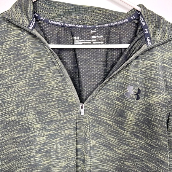 Under Armour Dark Olive Green Pullover 1/4 Zip Long Sleeve Athletic Top Small - Picture 5 of 12